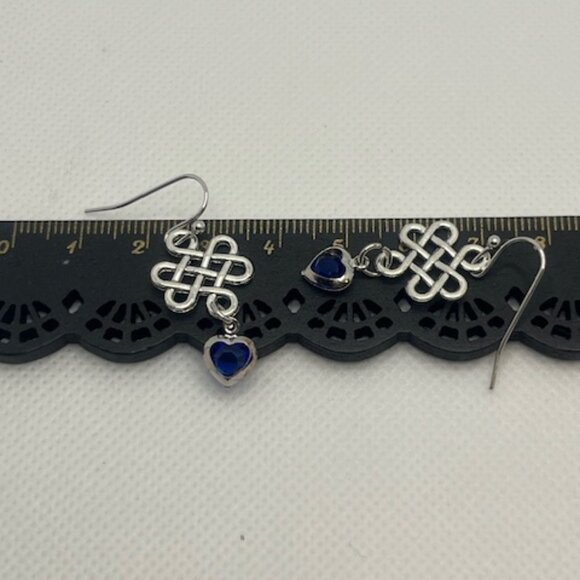 Blue Heart Knot Earrings - Picture 5 of 6